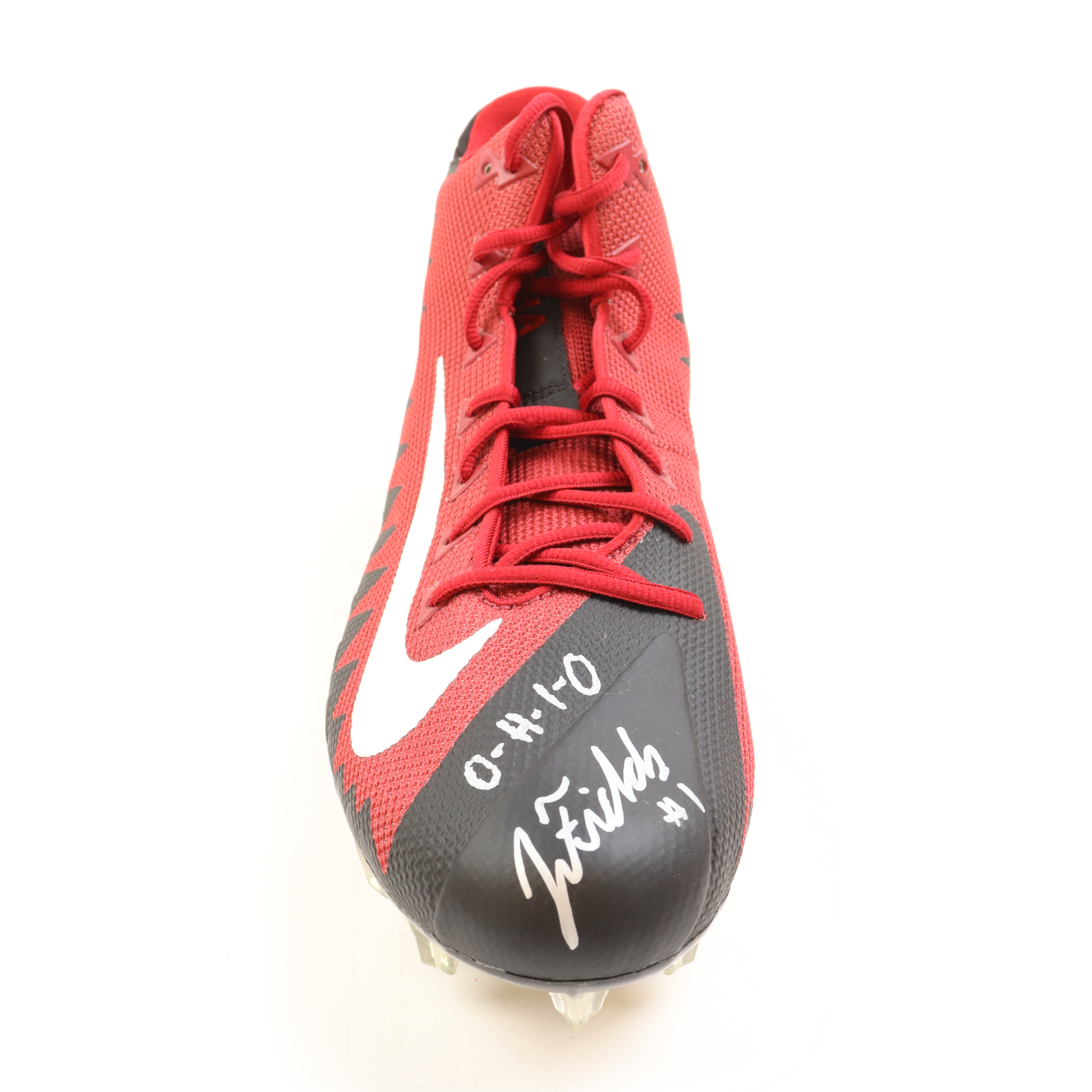 Justin Fields Signed Nike Football Cleat Inscribed "O-H-I-O" (Beckett) at PristineAuction.com Justin Fields Signed Nike Football Cleat Inscribed "O-H-I-O" (Beckett) at PristineAuction.com