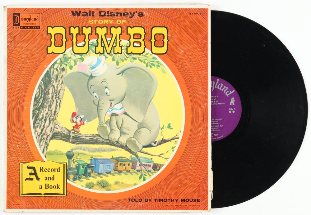1957 Walt Disney Vintage "Story Of Dumbo" LP Vinyl Record Album at PristineAuction.com 1957 Walt Disney Vintage "Story Of Dumbo" LP Vinyl Record Album at PristineAuction.com