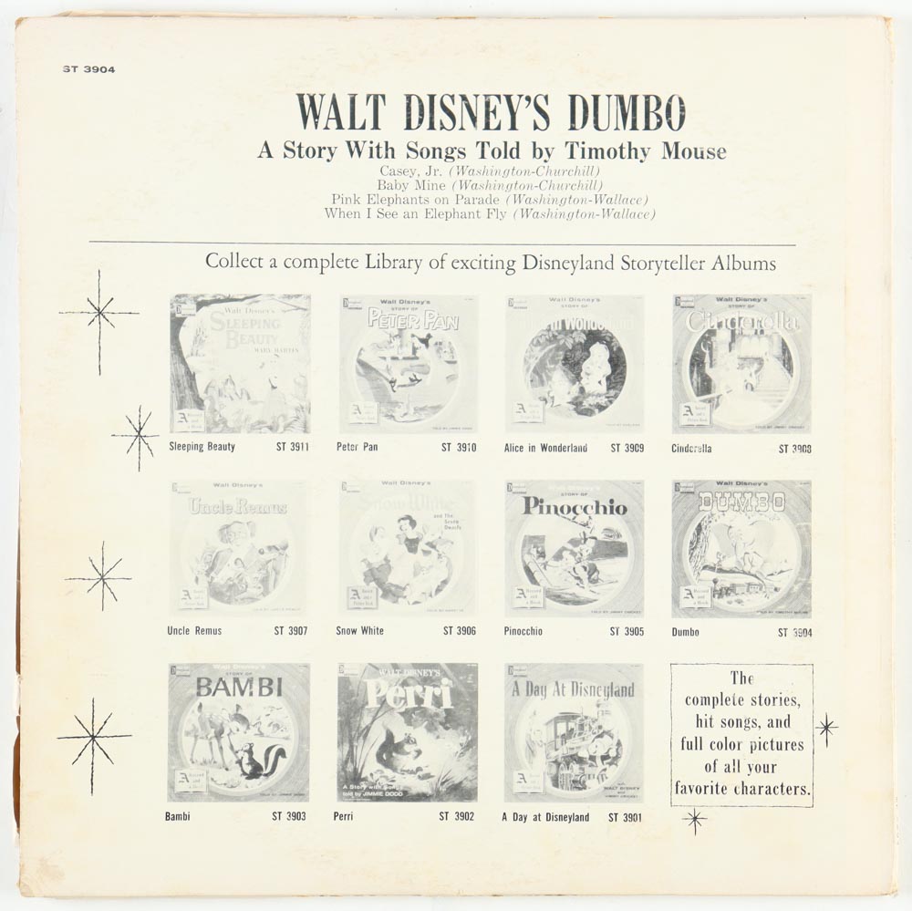 1957 Walt Disney Vintage "Story Of Dumbo" LP Vinyl Record Album at PristineAuction.com 1957 Walt Disney Vintage "Story Of Dumbo" LP Vinyl Record Album at PristineAuction.com