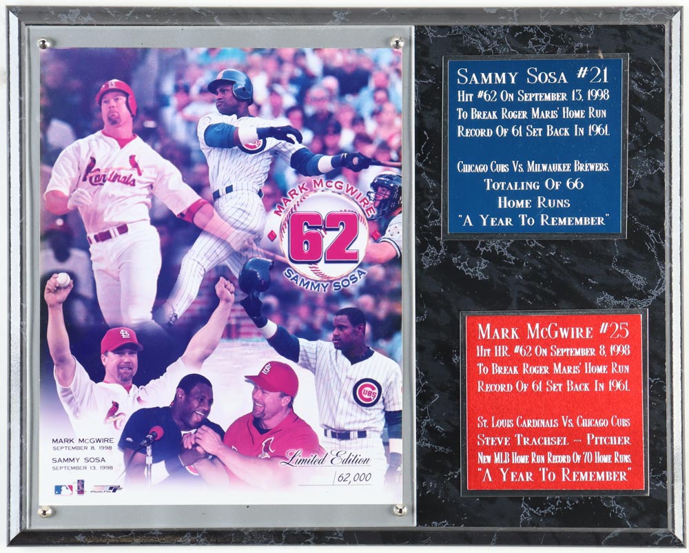 Mark McGwire & Sammy Sosa LE Plaque Display at PristineAuction.com Mark McGwire & Sammy Sosa LE Plaque Display at PristineAuction.com