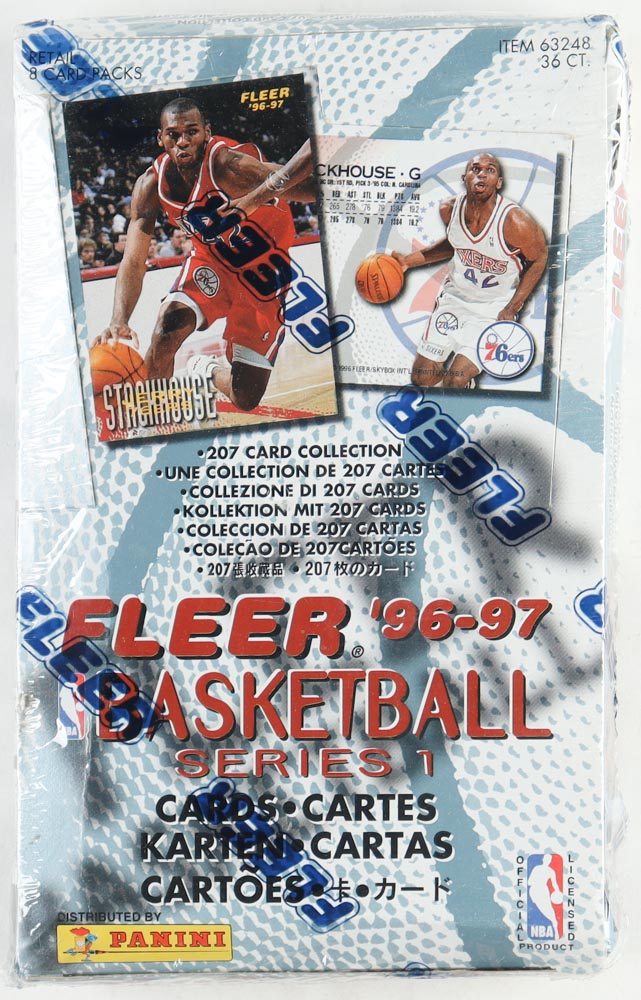 1996-97 Fleer Series 1 Basketball Hobby Box International with (36) Packs at PristineAuction.com 1996-97 Fleer Series 1 Basketball Hobby Box International with (36) Packs at PristineAuction.com