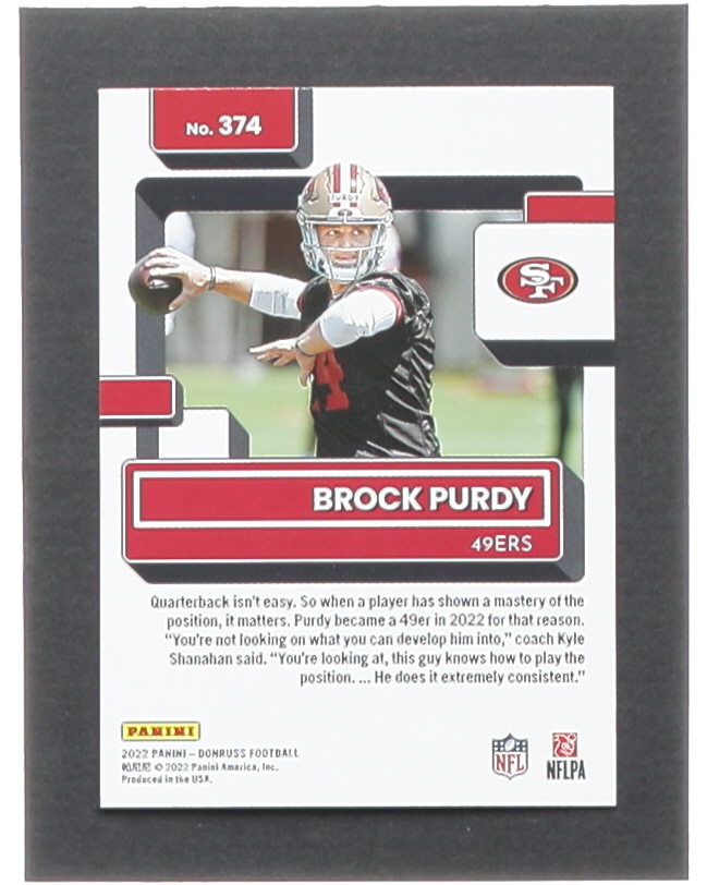 Brock Purdy 2022 Donruss #374 RR RC at PristineAuction.com Brock Purdy 2022 Donruss #374 RR RC at PristineAuction.com