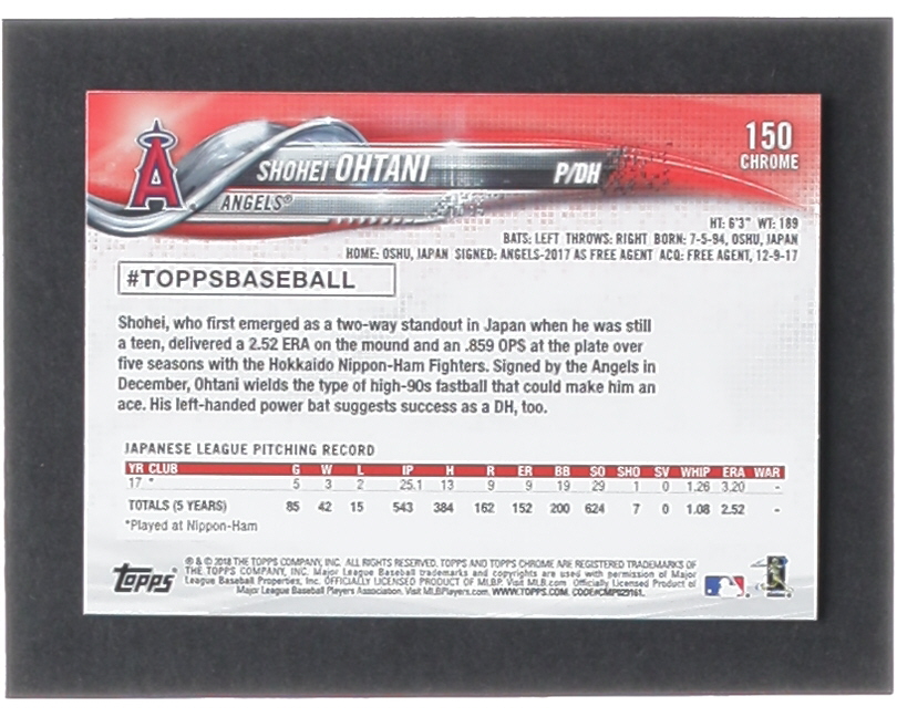 Shohei Ohtani 2018 Topps Chrome #150 RC at PristineAuction.com Shohei Ohtani 2018 Topps Chrome #150 RC at PristineAuction.com