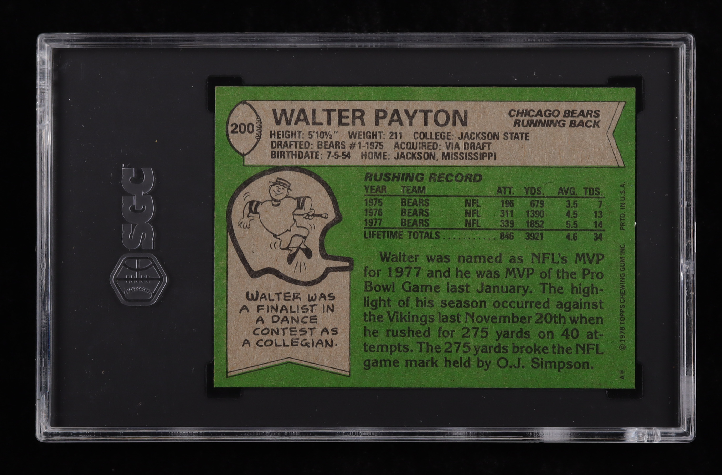 Walter Payton 1978 Topps #200 AP (SGC 7) at PristineAuction.com Walter Payton 1978 Topps #200 AP (SGC 7) at PristineAuction.com