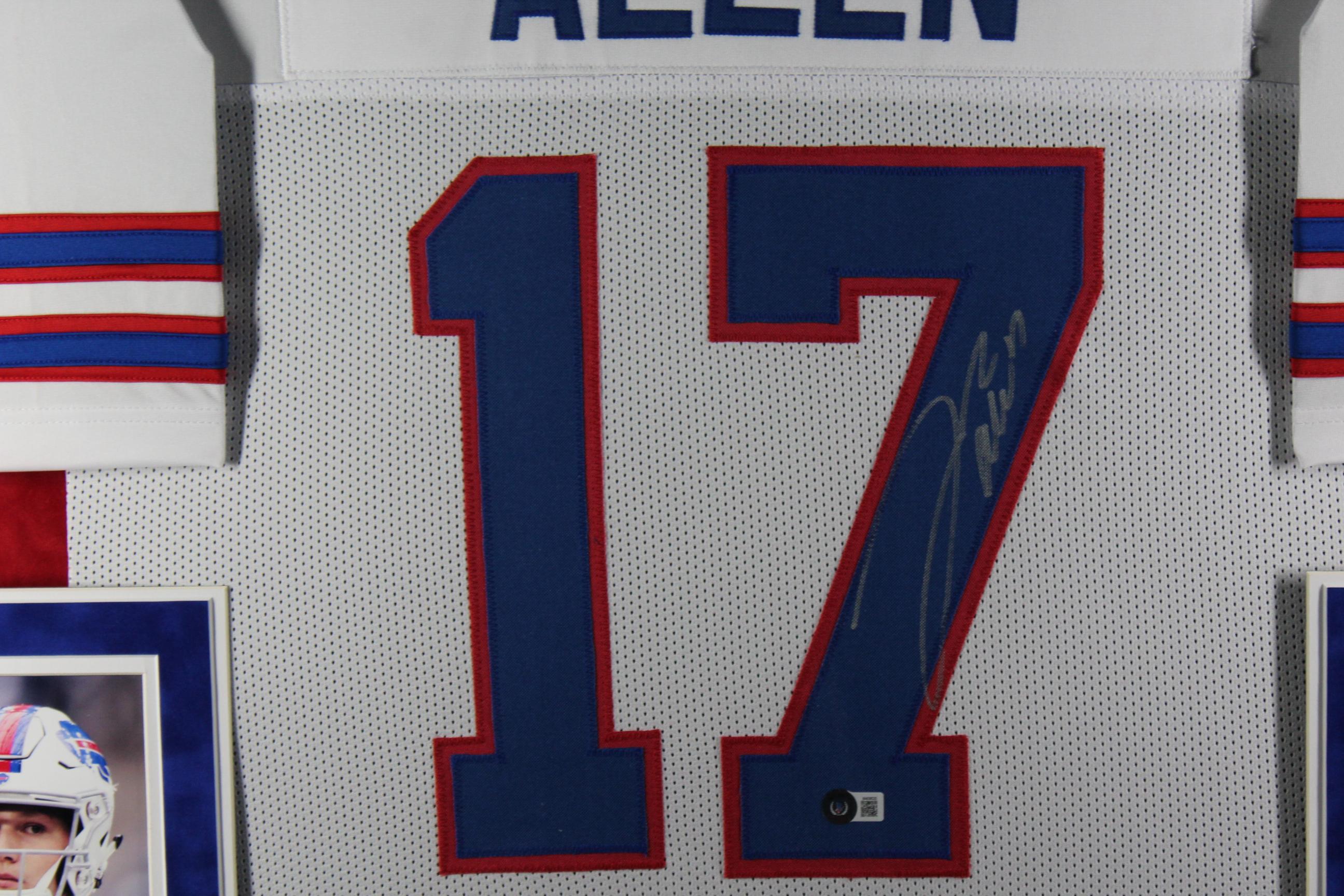Josh Allen Signed 35x43 Custom Framed Jersey Display (Beckett) at PristineAuction.com Josh Allen Signed 35x43 Custom Framed Jersey Display (Beckett) at PristineAuction.com