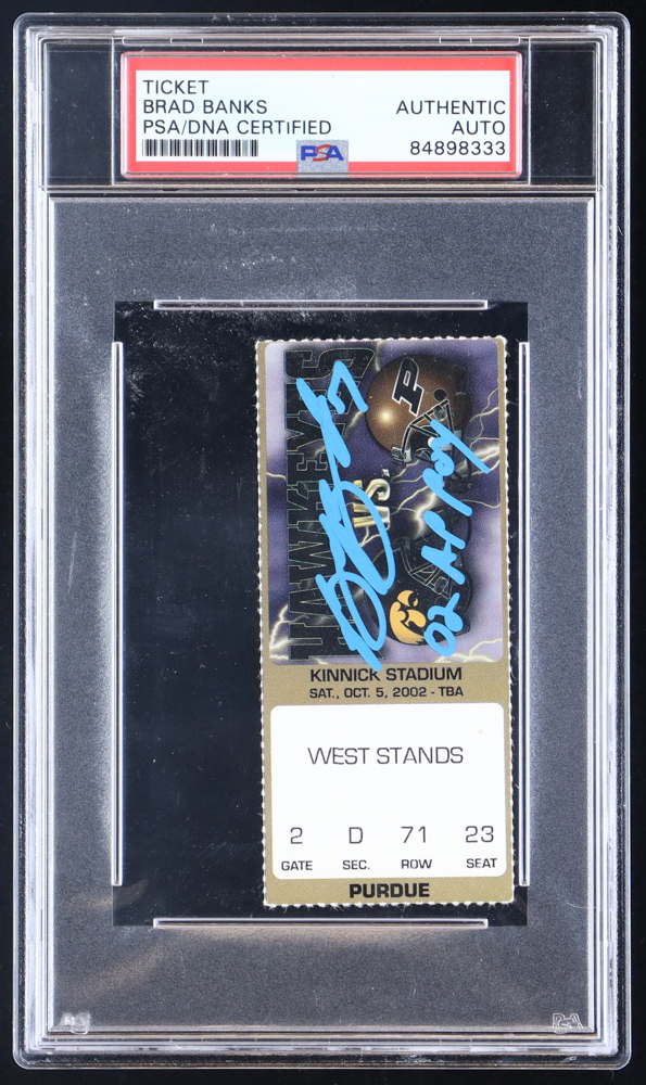 Brad Banks Signed 2002 Iowa Hawkeyes Ticket Inscribed "02 AP POY" (PSA) at PristineAuction.com Brad Banks Signed 2002 Iowa Hawkeyes Ticket Inscribed "02 AP POY" (PSA) at PristineAuction.com