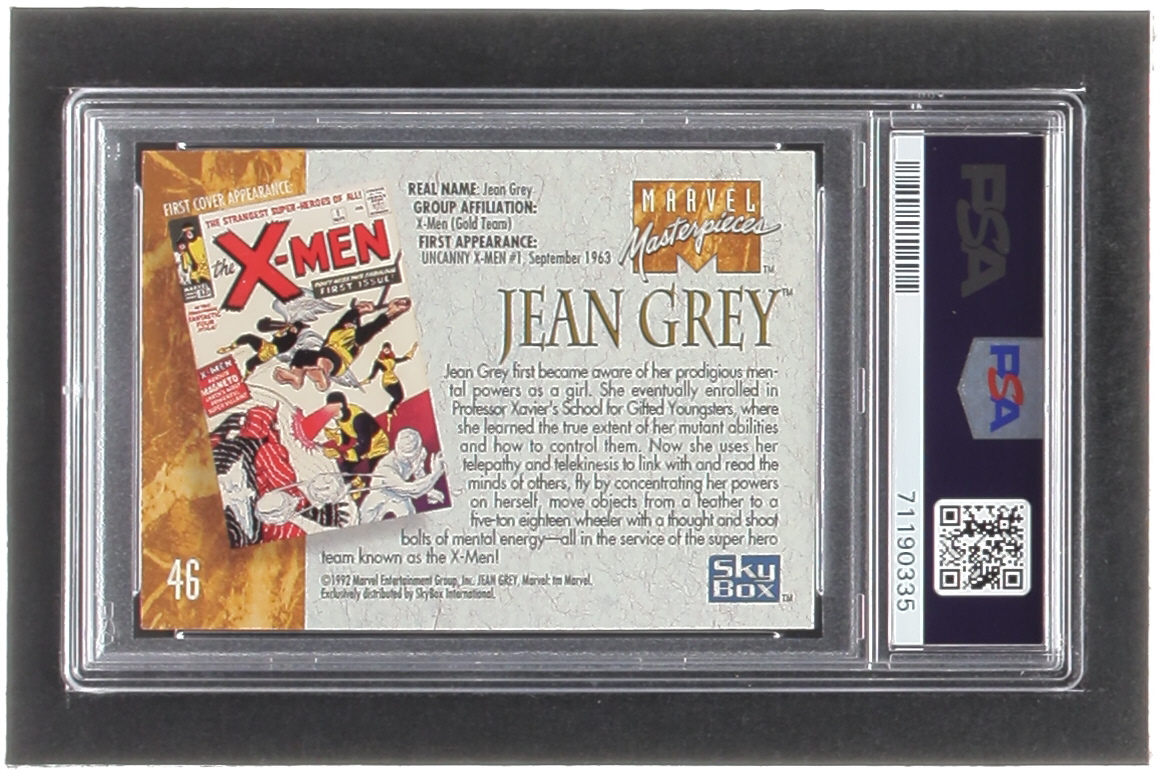 Jean Grey 1992 SkyBox Marvel Masterpieces #46 (PSA 9) at PristineAuction.com Jean Grey 1992 SkyBox Marvel Masterpieces #46 (PSA 9) at PristineAuction.com