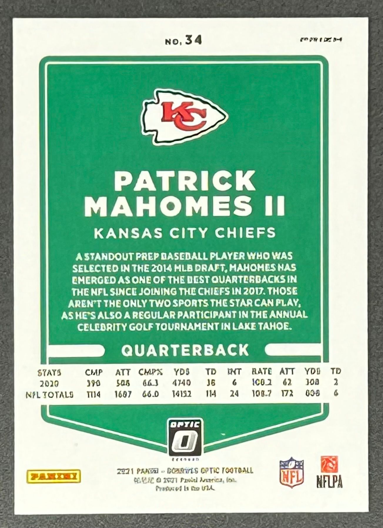 Patrick Mahomes II 2021 Donruss Optic Holo #34 at PristineAuction.com Patrick Mahomes II 2021 Donruss Optic Holo #34 at PristineAuction.com
