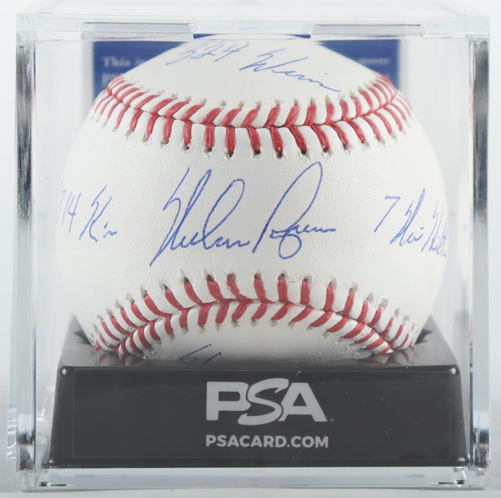 Nolan Ryan Signed OML Baseball with Display Case with Multiple Inscriptions (PSA - Graded 9.5) at PristineAuction.com Nolan Ryan Signed OML Baseball with Display Case with Multiple Inscriptions (PSA - Graded 9.5) at PristineAuction.com