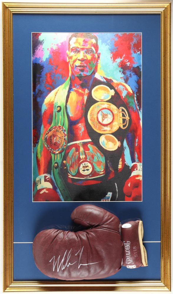 Mike Tyson Signed Custom Framed Vintage Everlast Boxing Glove Display ...