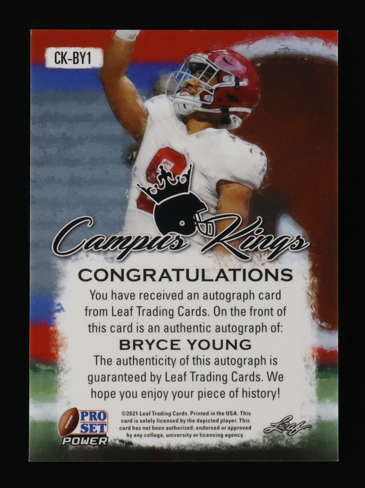 Bryce Young 2021 Leaf Pro Set Power Campus Kings Purple #CKBY1 EXCH #10/25 at PristineAuction.com Bryce Young 2021 Leaf Pro Set Power Campus Kings Purple #CKBY1 EXCH #10/25 at PristineAuction.com