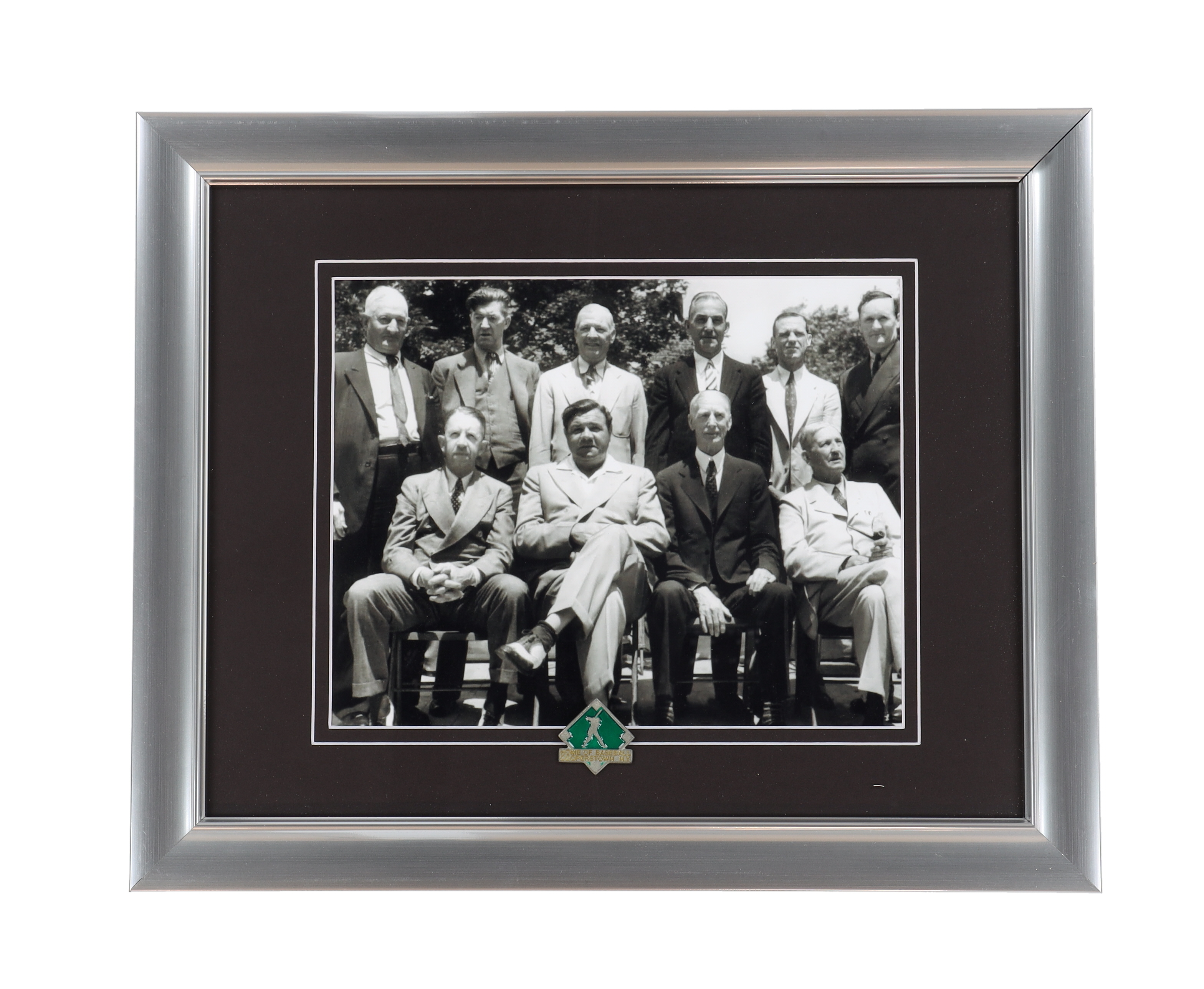 Babe Ruth, Ty Cobb & The Inaugural Hall Of Fame Class Custom Framed Photo Display with Cooperstown Pin at PristineAuction.com Babe Ruth, Ty Cobb & The Inaugural Hall Of Fame Class Custom Framed Photo Display with Cooperstown Pin at PristineAuction.com
