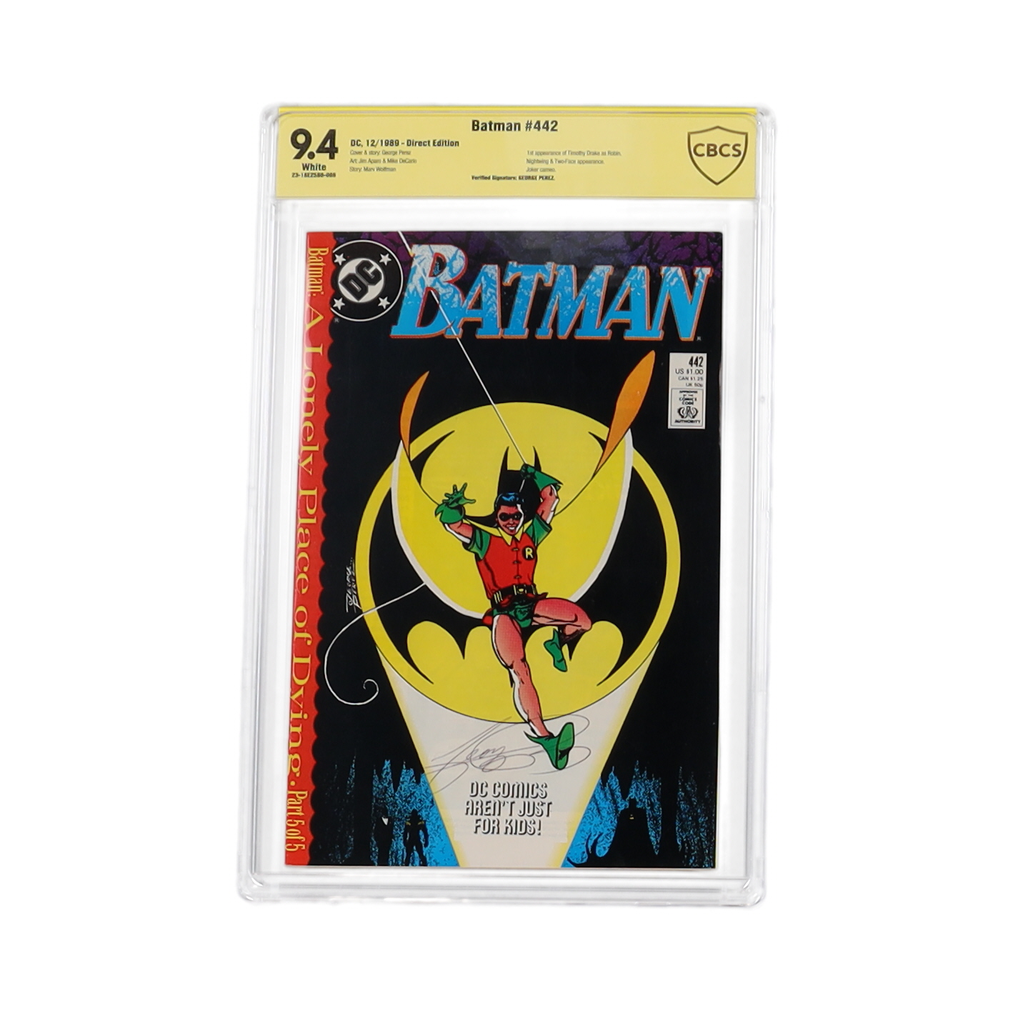 George Perez Signed 1989 "Batman" Issue #442B DC Comic Book (CBCS 9.4) at PristineAuction.com George Perez Signed 1989 "Batman" Issue #442B DC Comic Book (CBCS 9.4) at PristineAuction.com