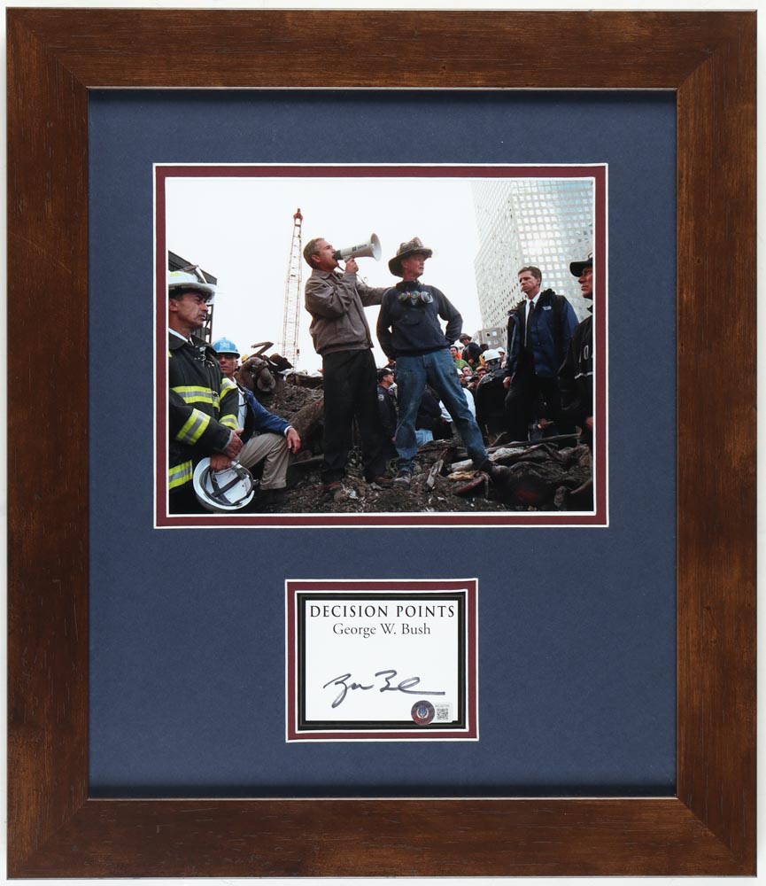 George W. Bush Signed Cut Custom Framed 9/11 Ground Zero Speech Display (Beckett) at PristineAuction.com George W. Bush Signed Cut Custom Framed 9/11 Ground Zero Speech Display (Beckett) at PristineAuction.com