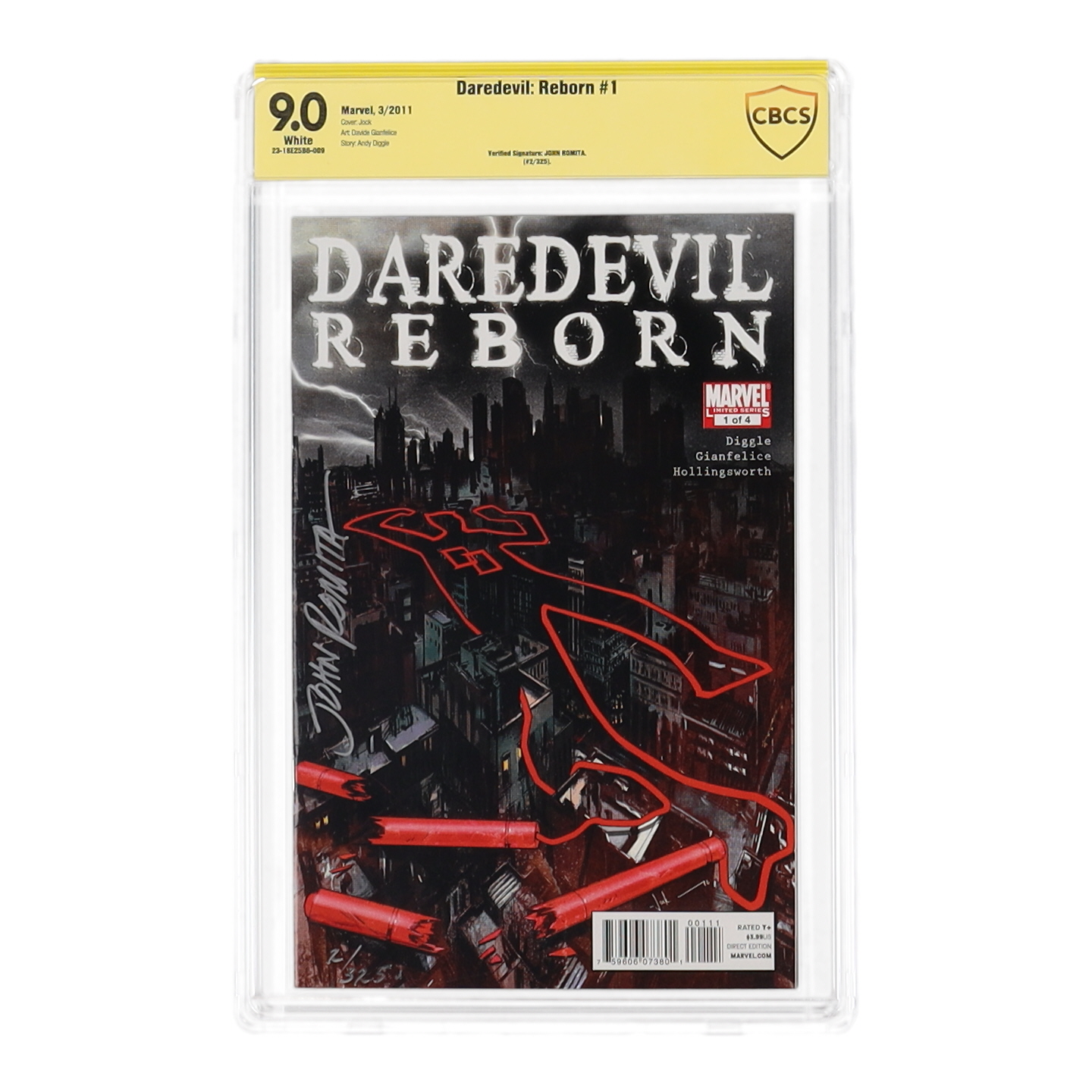 John Romita Signed 2011 "Daredevil: Reborn" Issue #1 Marvel Comic Book (CBCS 9.0) at PristineAuction.com John Romita Signed 2011 "Daredevil: Reborn" Issue #1 Marvel Comic Book (CBCS 9.0) at PristineAuction.com