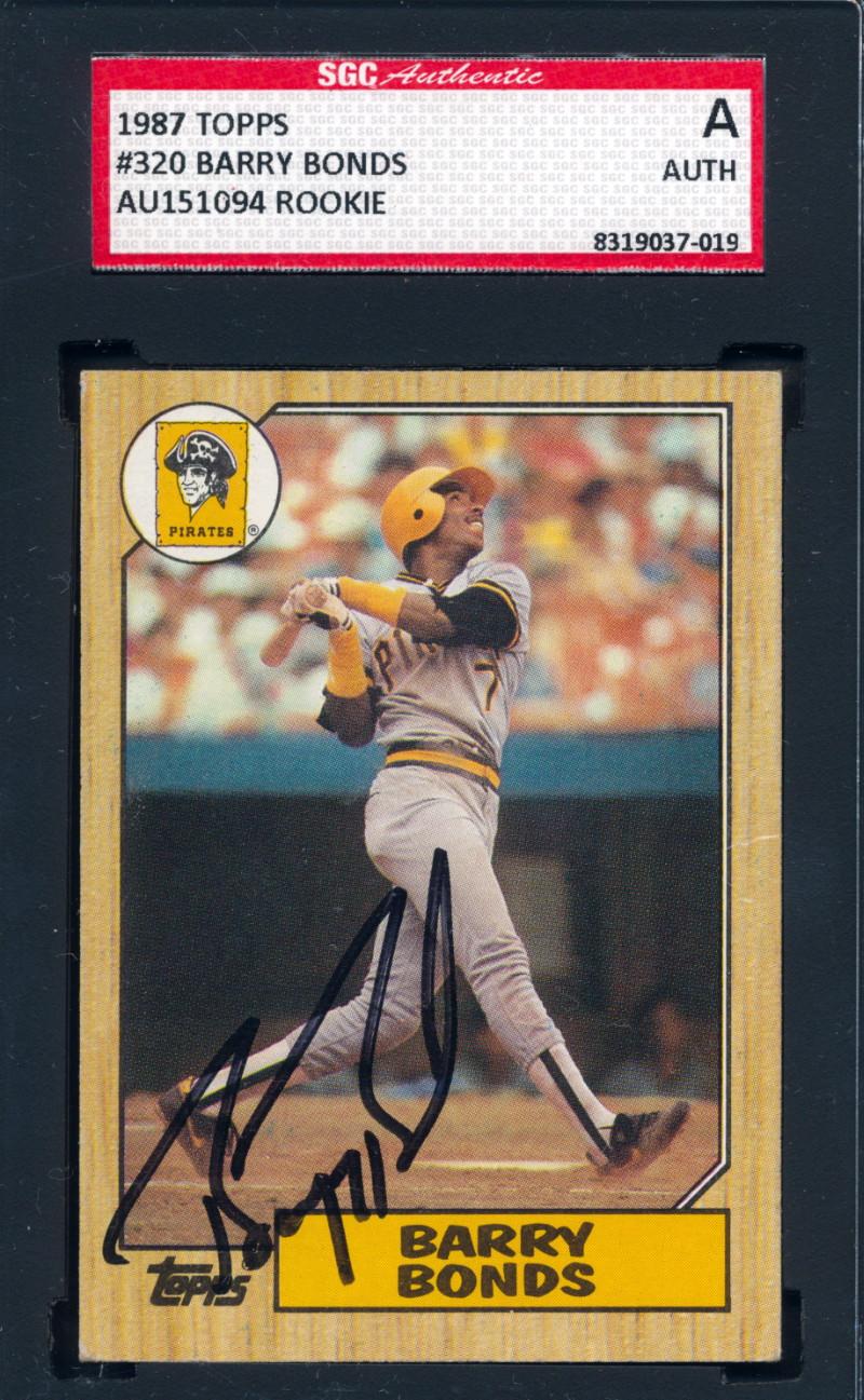 Barry Bonds Signed 1987 Topps #320 RC (SGC) at PristineAuction.com Barry Bonds Signed 1987 Topps #320 RC (SGC) at PristineAuction.com