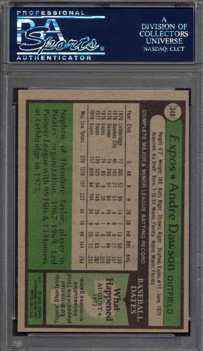 Andre Dawson Signed 1979 Topps #348 (PSA) at PristineAuction.com Andre Dawson Signed 1979 Topps #348 (PSA) at PristineAuction.com