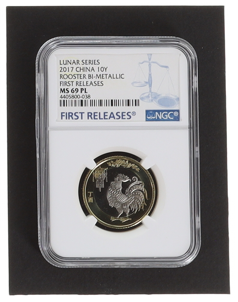 2017 China Lunar Series 10 Yuan - Bi-Metallic Rooster - First Releases (NGC MS69 PL) at PristineAuction.com 2017 China Lunar Series 10 Yuan - Bi-Metallic Rooster - First Releases (NGC MS69 PL) at PristineAuction.com
