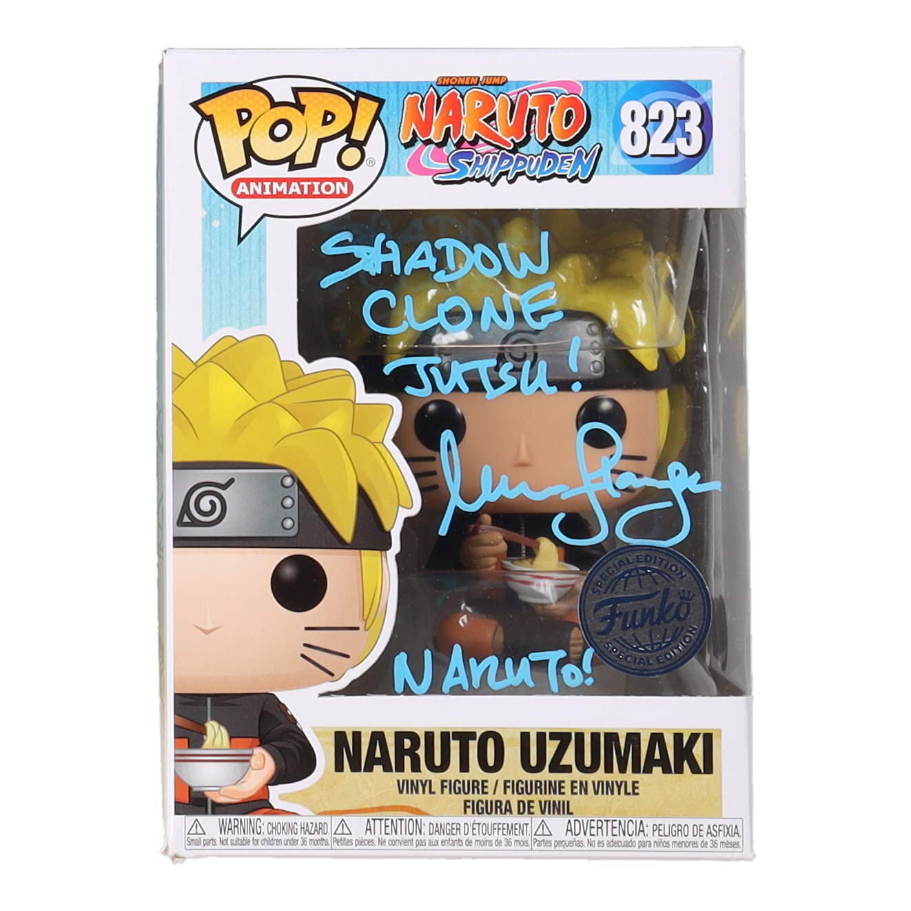 Maile Flanagan Signed "Naruto Shippuden" #823 Naruto Uzumaki Funko Pop! Vinyl Figure Inscribed "Naruto!" & "Shadow Clone Jutsu!" (Beckett) at PristineAuction.com Maile Flanagan Signed "Naruto Shippuden" #823 Naruto Uzumaki Funko Pop! Vinyl Figure Inscribed "Naruto!" & "Shadow Clone Jutsu!" (Beckett) at PristineAuction.com