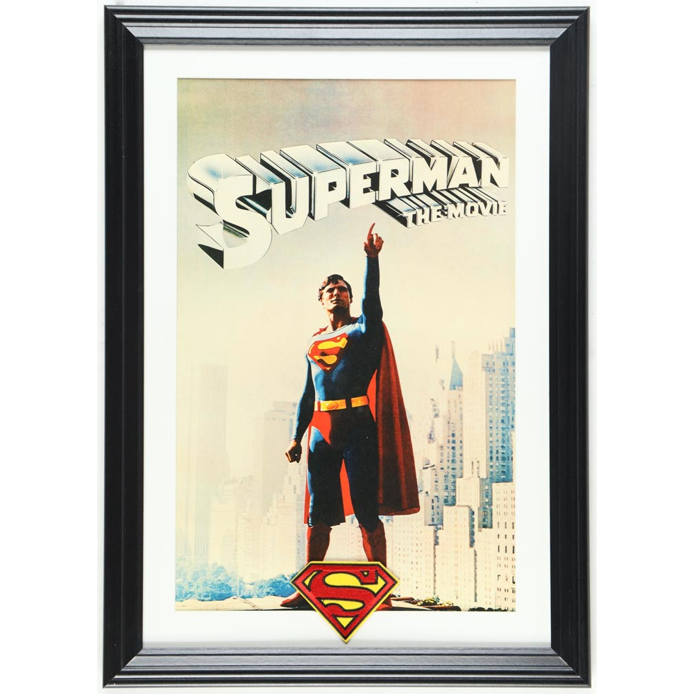 1978 "Superman The Movie" Custom Framed Print with Superman Logo Patch