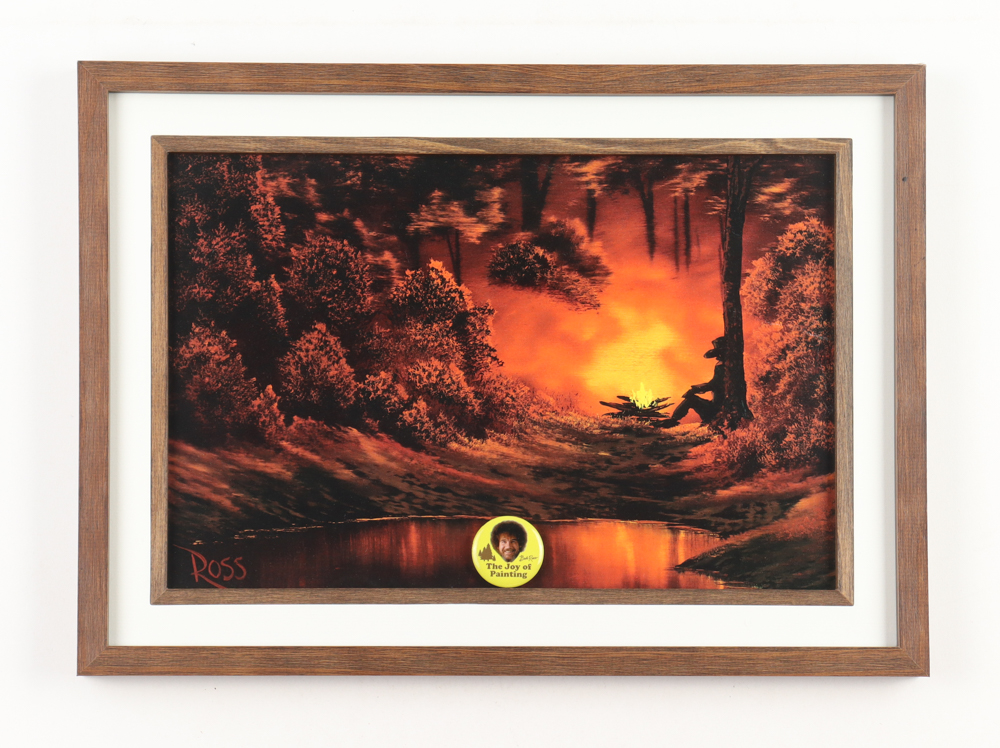 Bob Ross Custom Framed Print with "The Joy of Painting" Pin at PristineAuction.com Bob Ross Custom Framed Print with "The Joy of Painting" Pin at PristineAuction.com
