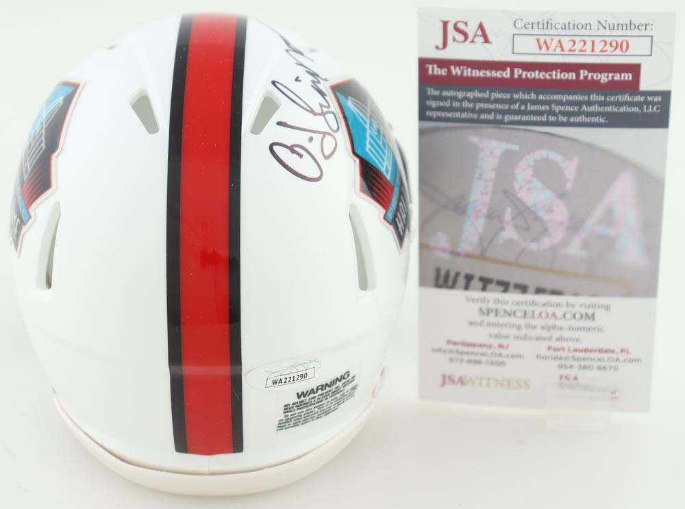 O.J. Simpson Signed Hall of Fame Logo Speed Mini Helmet (JSA) at PristineAuction.com O.J. Simpson Signed Hall of Fame Logo Speed Mini Helmet (JSA) at PristineAuction.com