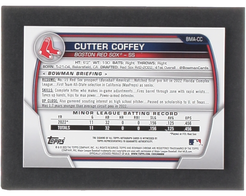 Cutter Coffey 2023 Bowman Chrome Mega Box Autographs #BMACC RC at PristineAuction.com Cutter Coffey 2023 Bowman Chrome Mega Box Autographs #BMACC RC at PristineAuction.com