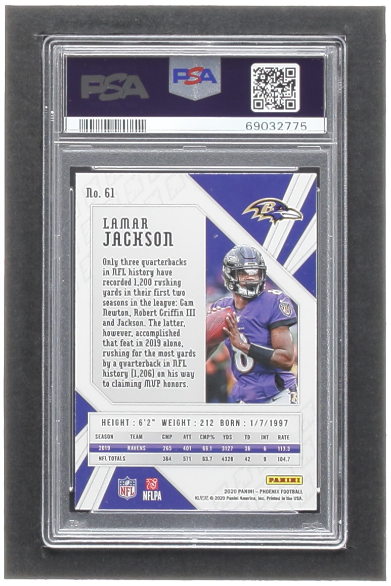 Lamar Jackson 2020 Panini Phoenix Fire Burst #61 (PSA 10) at PristineAuction.com Lamar Jackson 2020 Panini Phoenix Fire Burst #61 (PSA 10) at PristineAuction.com