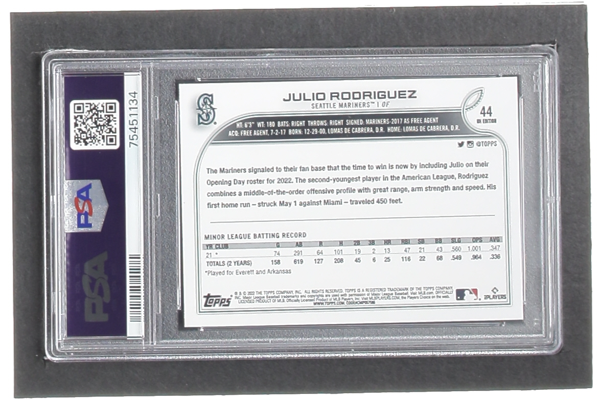 Julio Rodriguez 2022 Topps Update #US44 RC (PSA 10) at PristineAuction.com Julio Rodriguez 2022 Topps Update #US44 RC (PSA 10) at PristineAuction.com
