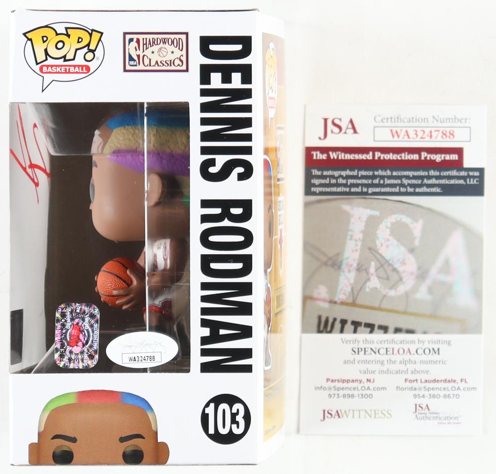 Dennis Rodman Signed Bulls #103 Funko Pop! Vinyl Figure (JSA & Rodman) at PristineAuction.com Dennis Rodman Signed Bulls #103 Funko Pop! Vinyl Figure (JSA & Rodman) at PristineAuction.com