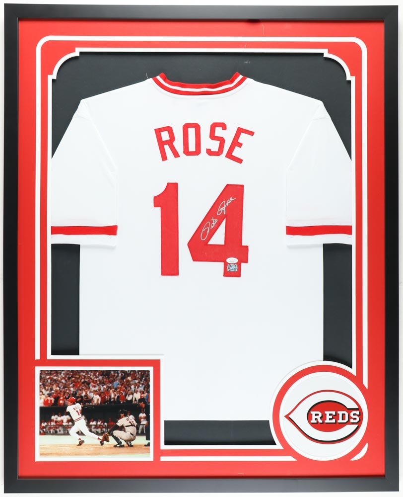 Pete Rose Signed Custom Framed Jersey (JSA & Rose) at PristineAuction.com Pete Rose Signed Custom Framed Jersey (JSA & Rose) at PristineAuction.com