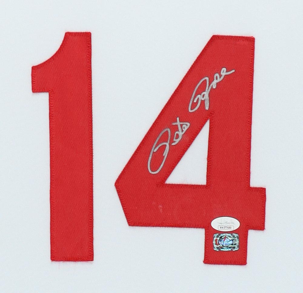 Pete Rose Signed Custom Framed Jersey (JSA & Rose) at PristineAuction.com Pete Rose Signed Custom Framed Jersey (JSA & Rose) at PristineAuction.com
