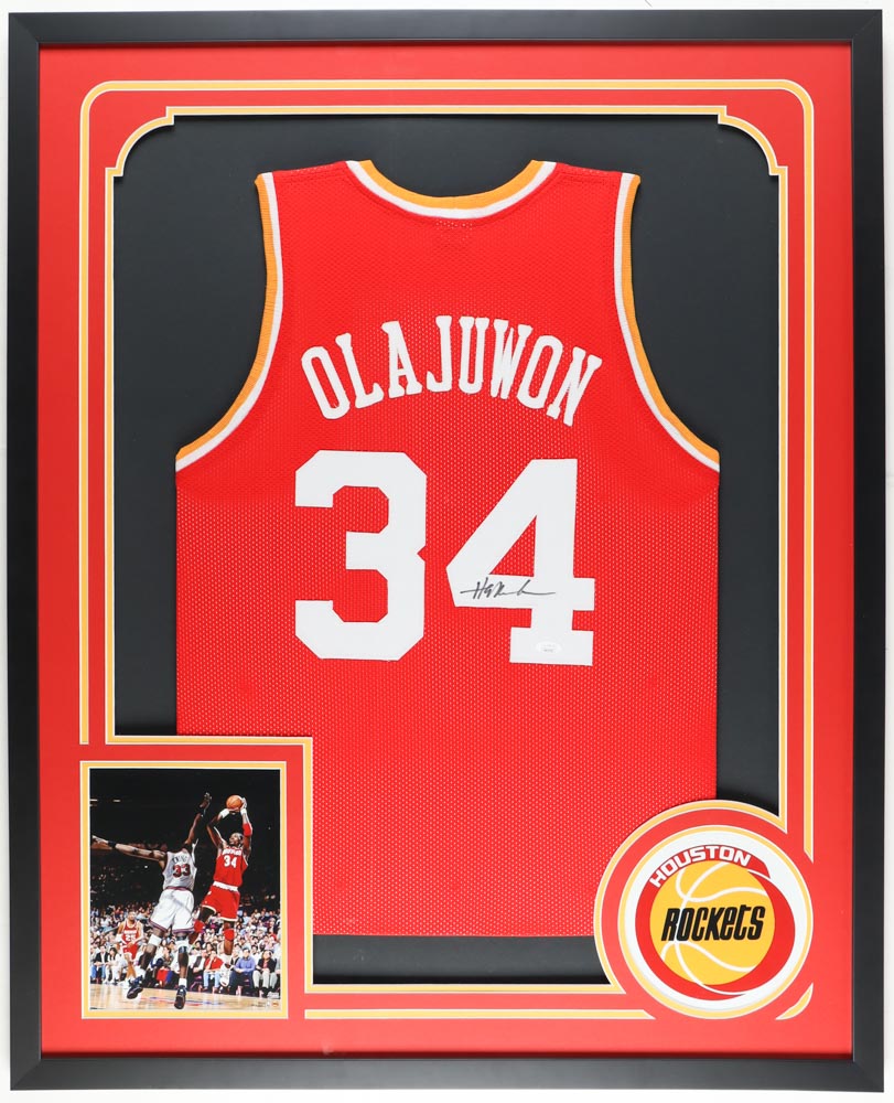 Hakeem Olajuwon Signed Custom Framed Jersey (JSA) at PristineAuction.com Hakeem Olajuwon Signed Custom Framed Jersey (JSA) at PristineAuction.com