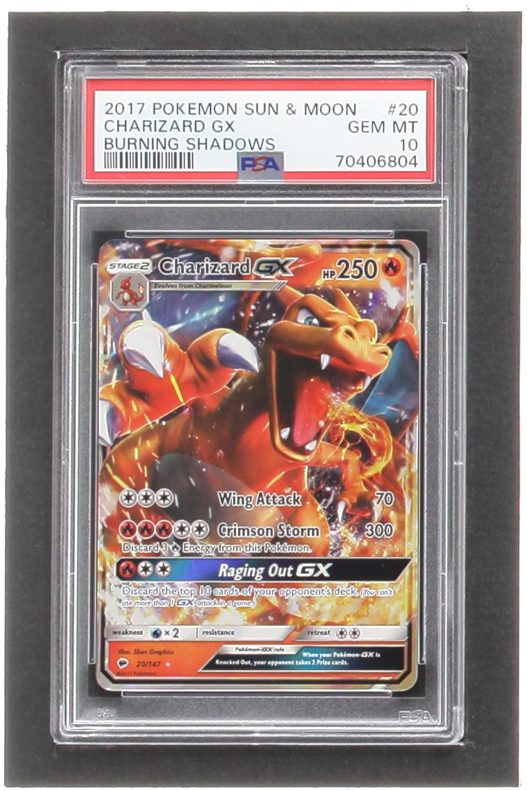Charizard GX Pokemon 2017 Burning Shadows #20 (PSA 10) at PristineAuction.com Charizard GX Pokemon 2017 Burning Shadows #20 (PSA 10) at PristineAuction.com