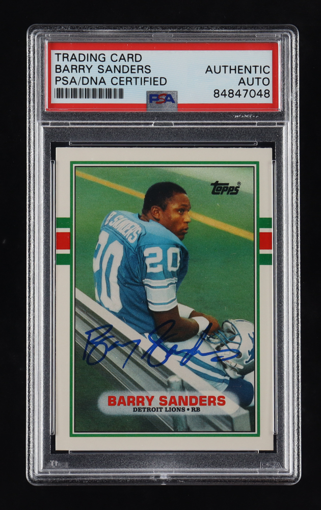 Barry Sanders Signed 1989 Topps Traded #83T RC (PSA) at PristineAuction.com Barry Sanders Signed 1989 Topps Traded #83T RC (PSA) at PristineAuction.com