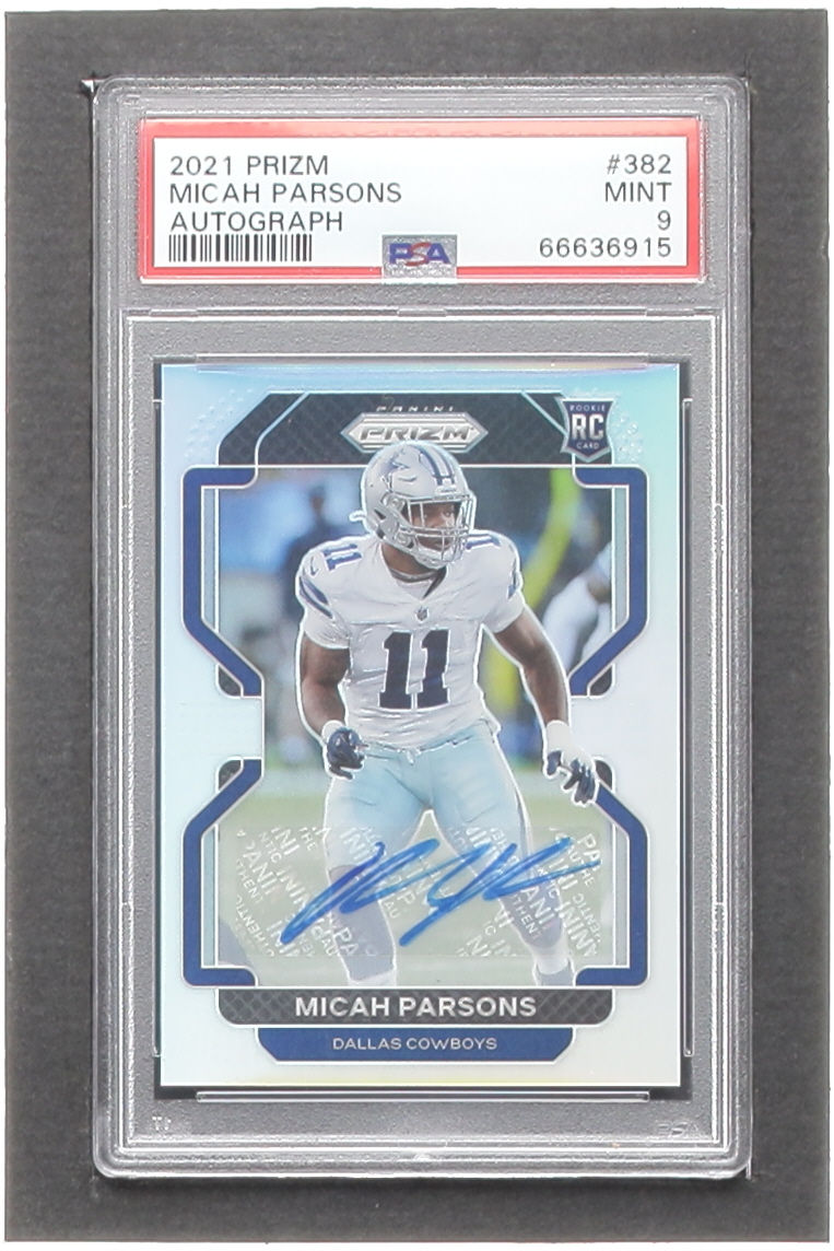 Micah Parsons 2021 Panini Prizm Rookie Autographs Prizms #382 RC (PSA 9) at PristineAuction.com Micah Parsons 2021 Panini Prizm Rookie Autographs Prizms #382 RC (PSA 9) at PristineAuction.com