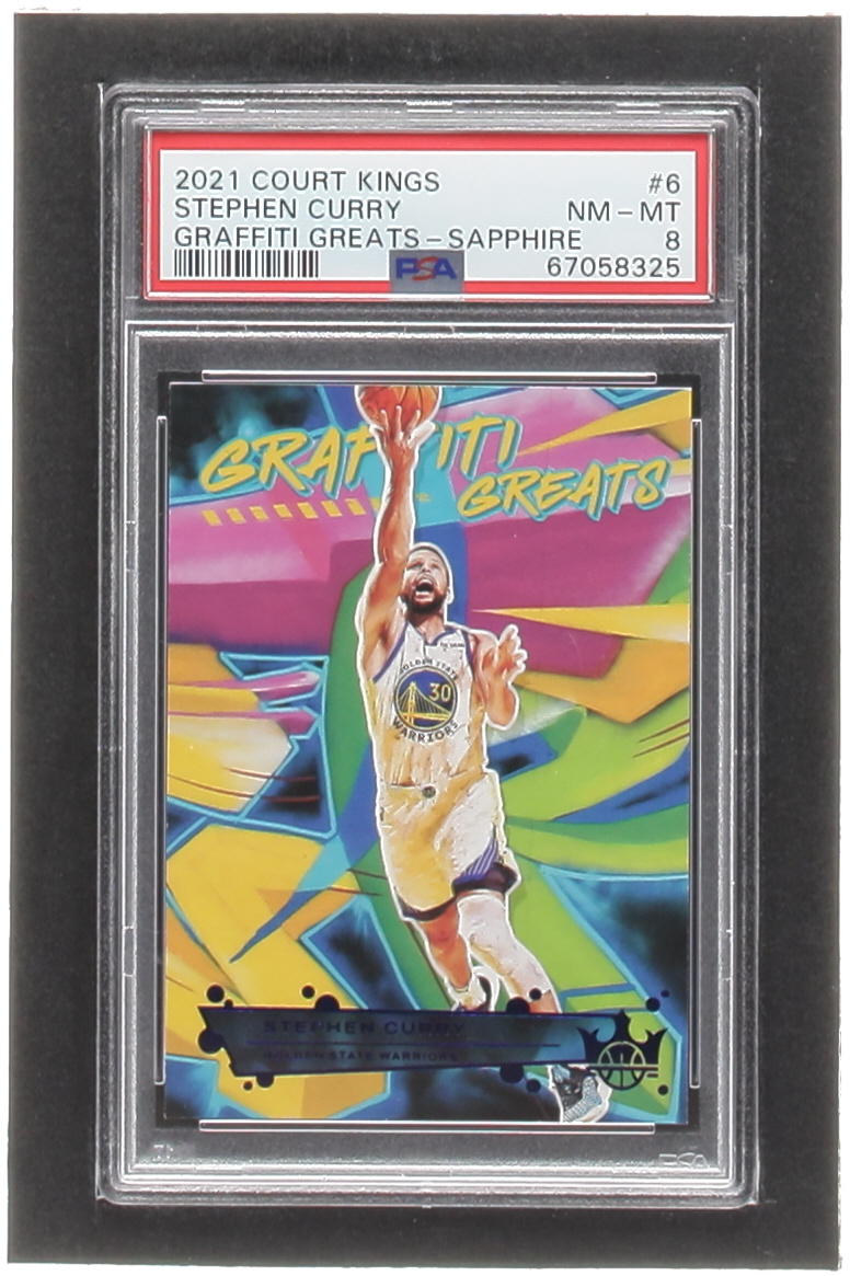 Stephen Curry 2021-22 Court Kings Graffiti Greats Sapphire #6 #19/25 (PSA 8) at PristineAuction.com Stephen Curry 2021-22 Court Kings Graffiti Greats Sapphire #6 #19/25 (PSA 8) at PristineAuction.com