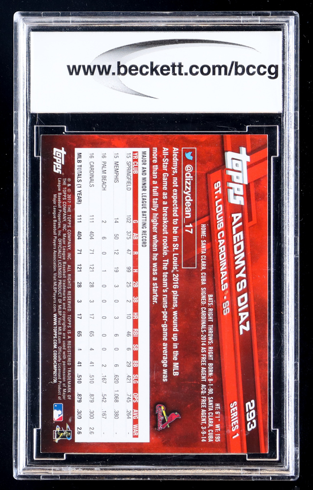 Aledmys Diaz 2017 Topps Toys R Us Purple Border #293 (BCCG 10) at PristineAuction.com Aledmys Diaz 2017 Topps Toys R Us Purple Border #293 (BCCG 10) at PristineAuction.com