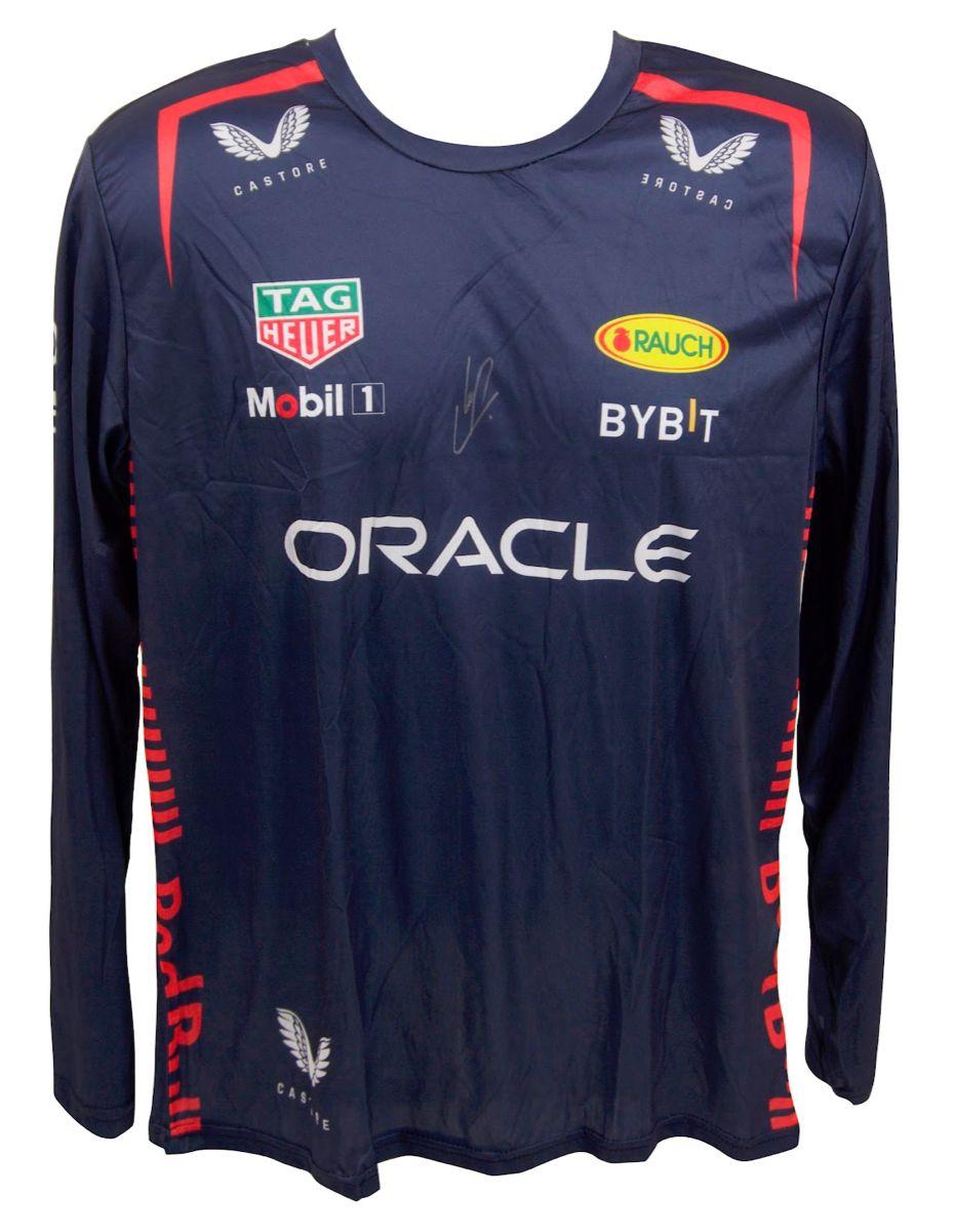 Sergio Perez Signed Red Bull Racing Long Sleeve Tee (Beckett) at PristineAuction.com Sergio Perez Signed Red Bull Racing Long Sleeve Tee (Beckett) at PristineAuction.com