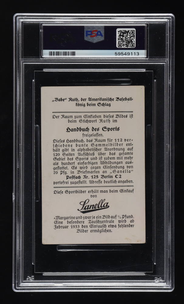 Babe Ruth 1932 Sanella Margarine #83B Type 2 / Sanella at Bottom (PSA 2) at PristineAuction.com Babe Ruth 1932 Sanella Margarine #83B Type 2 / Sanella at Bottom (PSA 2) at PristineAuction.com
