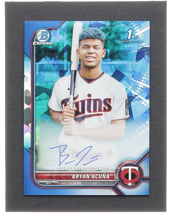 Bryan Acuna 2022 Bowman Chrome Sapphire Prospect Autographs #BSPABA RC at PristineAuction.com Bryan Acuna 2022 Bowman Chrome Sapphire Prospect Autographs #BSPABA RC at PristineAuction.com