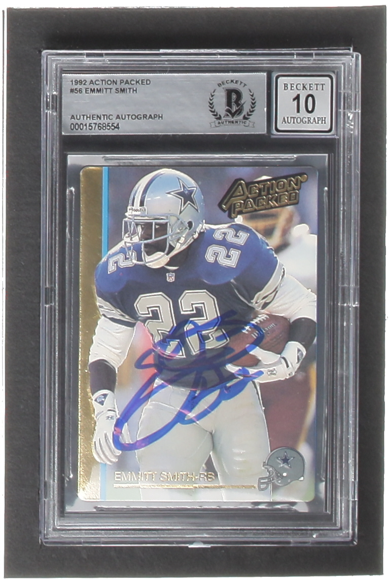 Emmitt Smith Signed 1992 Action Packed #56 (BGS | Auto 10) at PristineAuction.com Emmitt Smith Signed 1992 Action Packed #56 (BGS | Auto 10) at PristineAuction.com