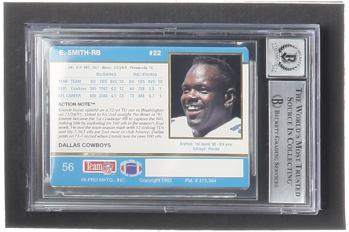Emmitt Smith Signed 1992 Action Packed #56 (BGS | Auto 10) at PristineAuction.com Emmitt Smith Signed 1992 Action Packed #56 (BGS | Auto 10) at PristineAuction.com