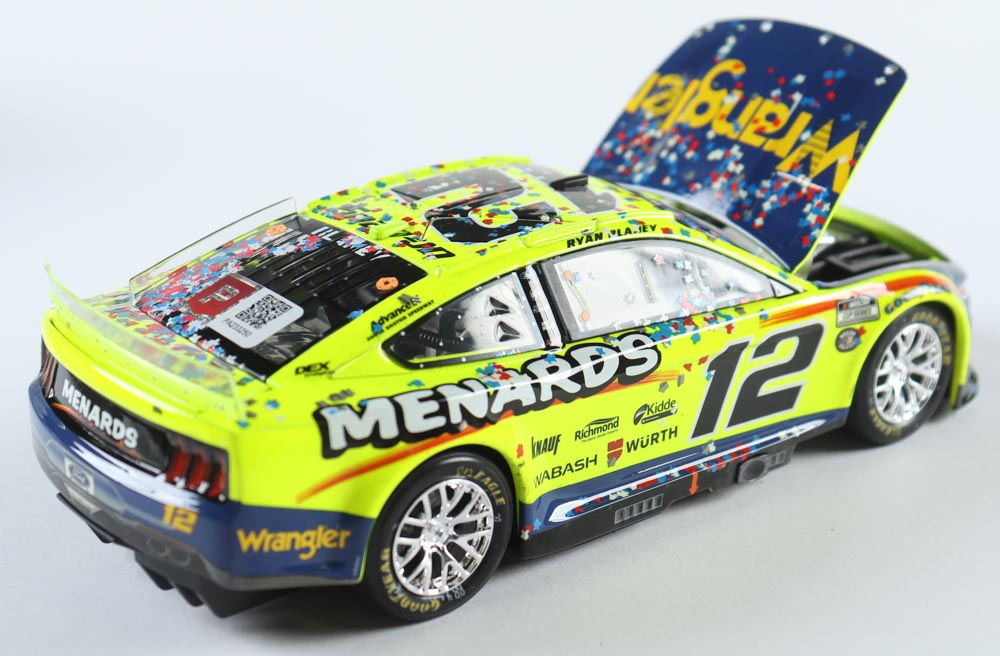 Ryan Blaney Signed LE NASCAR #12 Wrangler-Menards All-Star Win 2022 Mustang - 1:24 Premium Diecast Car (PA) at PristineAuction.com Ryan Blaney Signed LE NASCAR #12 Wrangler-Menards All-Star Win 2022 Mustang - 1:24 Premium Diecast Car (PA) at PristineAuction.com