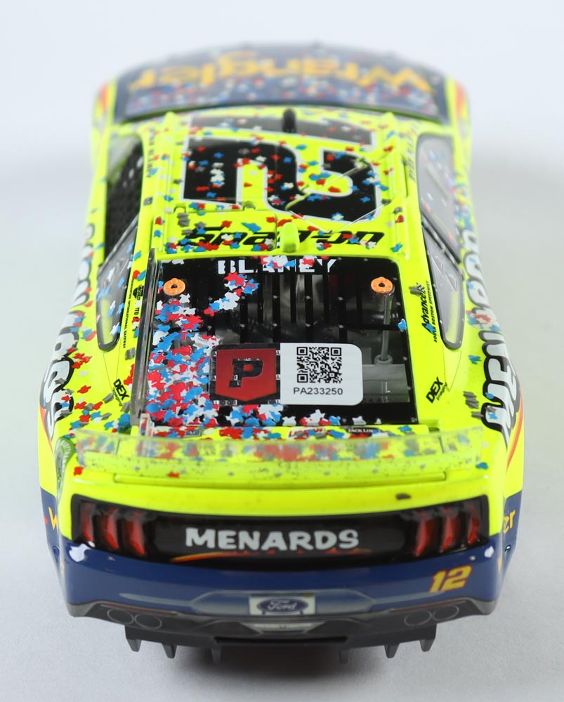 Ryan Blaney Signed LE NASCAR #12 Wrangler-Menards All-Star Win 2022 Mustang - 1:24 Premium Diecast Car (PA) at PristineAuction.com Ryan Blaney Signed LE NASCAR #12 Wrangler-Menards All-Star Win 2022 Mustang - 1:24 Premium Diecast Car (PA) at PristineAuction.com