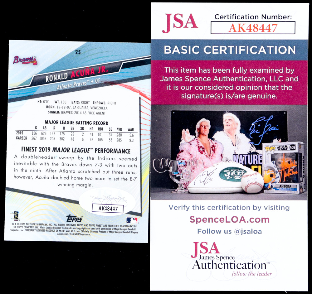 Ronald Acuna Jr. Signed 2020 Finest #25 (JSA) at PristineAuction.com Ronald Acuna Jr. Signed 2020 Finest #25 (JSA) at PristineAuction.com