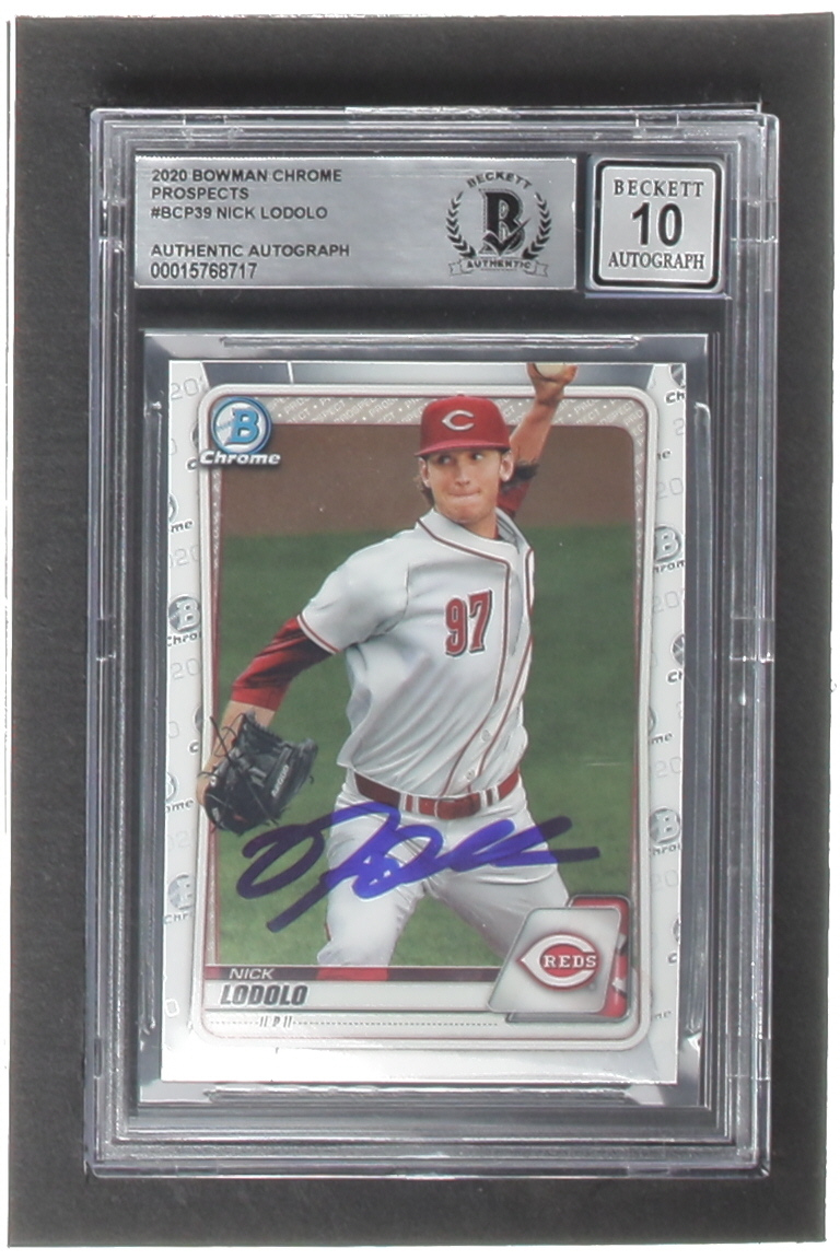 Nick Lodolo Signed 2020 Bowman Chrome Prospects #BCP39 RC (BGS | Auto 10) at PristineAuction.com Nick Lodolo Signed 2020 Bowman Chrome Prospects #BCP39 RC (BGS | Auto 10) at PristineAuction.com