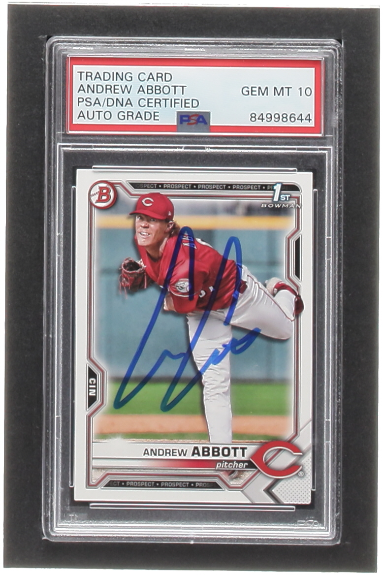 Andrew Abbott Signed 2021 Bowman Draft #BD8 RC (PSA | Autograph Graded PSA 10) at PristineAuction.com Andrew Abbott Signed 2021 Bowman Draft #BD8 RC (PSA | Autograph Graded PSA 10) at PristineAuction.com