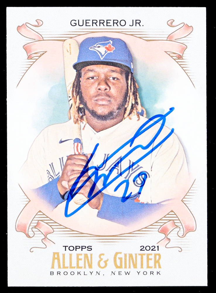 Vladimir Guerrero Jr. Signed 2021 Topps Allen and Ginter #63 (JSA) at PristineAuction.com Vladimir Guerrero Jr. Signed 2021 Topps Allen and Ginter #63 (JSA) at PristineAuction.com