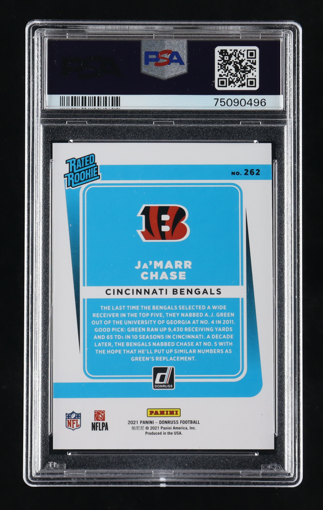 Ja'Marr Chase 2021 Donruss #262 RR RC (PSA 10) at PristineAuction.com Ja'Marr Chase 2021 Donruss #262 RR RC (PSA 10) at PristineAuction.com